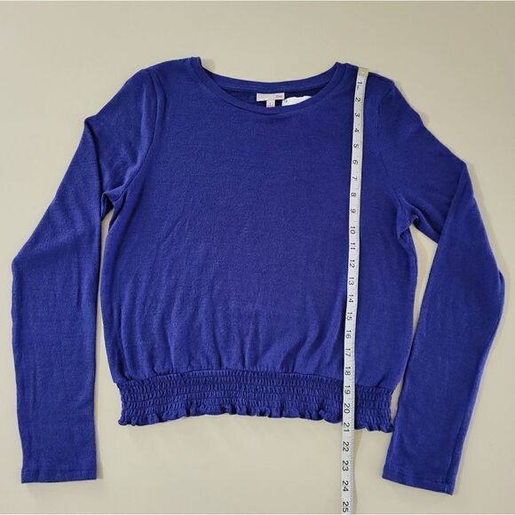 SO Women's Julien Blue Super Cozy Double Brushed Smocked Tee Shirt - Picture 4 of 10